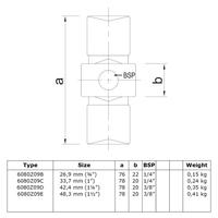 Doos Inwendig koppelstuk - zwart-C / 33,7 mm (80 stuks)